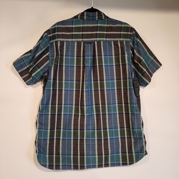 The North Face Men's Blue Plaid Short Sleeve Outdoor Hiking‎ Shirt Button Front - Picture 4 of 12